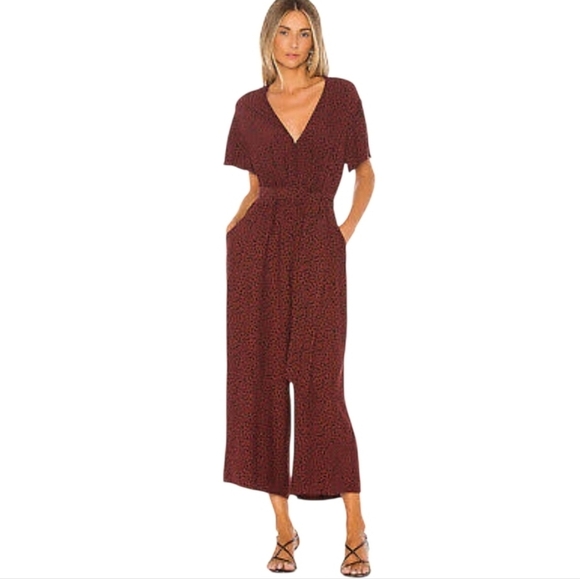 RAILS JET RUST SPOTTED CROP WIDE LEG JUMPSUIT WOMEN'S SIZE SMALL - Picture 1 of 11